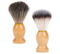CLISPEED Blaireaux Rasage Professionnel Lot de 2 Poils en Nylon et Manche Bois pour Hommes Brosse Moussante Usage Domestique et Salon de Coiffure