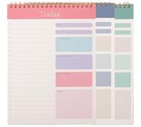 CLISPEED Bloc-notes Agenda Quotidien 3 Pièces Spirale, Papier Antiadhésif, Couleurs Bleu Foncé, Vert Clair et Vert, Format Compact pour Bureau et Maison, Carnet de Listes de Tâches