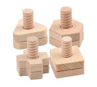 CLISPEED Blocs de Construction en Bois à Vis 4 Pcs Formes Géométriques Éducatif Préscolaire pour Bébé Jeu D’Assemblage et Reconnaissance des Formes