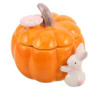 CLISPEED Bocal en Céramique Jaune de Citrouille pour Rangement Élégant, Solution de Stockage avec Couvercle, Décoration d'automne pour Bureau et Chambre à Coucher Halloween