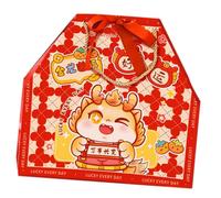 CLISPEED Boîte à Biscuits et Bonbons pour Fête Du Nouvel An Chinois Grand Coffret Cadeau Doré Dragon Pochette de Fête pour Snacks et Friandises