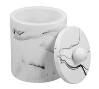 CLISPEED Boîte à Coton-Tiges en Résine Effet Marbre Blanc Encre avec Couvercle Organisateur de Cotons Démaquillants et Cure-Dents Design Compact pour Rangement Salle de Bain et