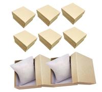 CLISPEED Boîte à Montres Portable en Papier Kraft Vintage, Coffret De Rangement pour Bijoux Et Montres, Lot De 8 Boîtes en Kraft Naturel Oreillers Amovibles, Usage Maison Ou Voyage