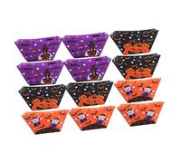 CLISPEED Boîte à Pop-Corn Halloween 12 Pièces Boîte en Papier Alimentaire 3 Modèles Citrouille Araignée Fantôme Récipient à Collation Vaisselle pour Fête d'Halloween 7,3 Pouces Pliable