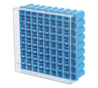 CLISPEED Boîte de Congélation Cryogénique, Boîte de Rangement pour Tubes à Essai, Plastique Bleu 81 Compartiments, Couvercle à Charnière, Grille Numérotée, pour Flacons 1,8 Ml et 2,0 Ml,