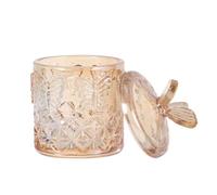 CLISPEED Boîte De Rangement En Verre Multifonctionnelle Grosse Taille Ambre Transparent Distributeur D'écouvillons Porte-coton-tige Pour Cosmétiques Usage Bureau Et Salle De Bain