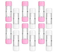 CLISPEED Boîte de Rangement pour Lentilles Rigides Perméables aux Gaz Rgp, Lot de 12 Étuis Rose et Blanc, Compartiments Indépendants, Étui de Trempage Portable, Format Voyage