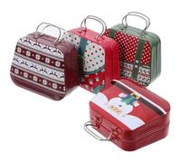 CLISPEED Boîtes en Fer-blanc Rectangulaires de Noël 4pcs pour Rangement Polyvalent de Bonbons et Bijoux, Faciles à Transporter, Décorations Festives pour Fêtes et Présents