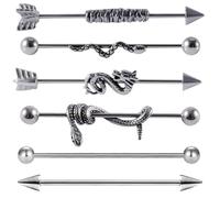 CLISPEED Boucle oreille inoxydable femme, 6Pcs, acier inoxydable, boucle oreille cartilage style chic, bijoux de piercing industriels pour Thanksgiving Day