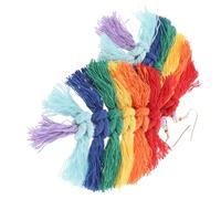 CLISPEED Boucles D’oreilles Bohèmes Pendantes Feuilles En Fil De Coton Arcs-en-ciel, Crochet Alliage Léger Pour Femmes Voyage Mariage Festif, Design Tressé Franges Couleurs Dégradées