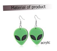 CLISPEED Boucles D’oreilles Pendantes Extraterrestres Amusantes En Acrylique Vert, Bijoux D’oreille Femme, Gouttes Auriculaires Originales Pour Fêtes Et Usage Quotidien, Design Créatif Et Léger