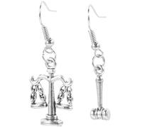 CLISPEED Boucles D'oreilles Justice Avocat Pendantes En Métal Argenté, Petites Boucles D'oreilles Pour Femmes, Présent Professionnel Droit, Usage Quotidien, Style Légal Équilibré, Modèle