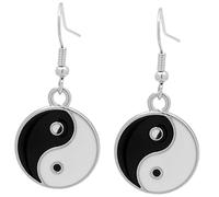 CLISPEED Boucles D'oreilles Pendantes Yin Yang Taiji, Bijoux D'oreilles pour Femmes, Alliage Métal Noir et Blanc, Style Rétro Gothique Punk, Adolescentes, Fête et Quotidien, Légères