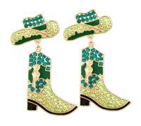 CLISPEED Boucles Oreilles Cowgirl Pendantes avec Pierre Verte Accessoire Disco pour Femme Bijoux Western pour Soirées et Concerts