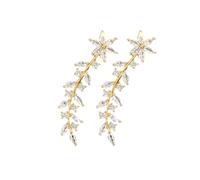 CLISPEED Boucles Oreilles Grimpeuses Fleur Dorée avec Cristaux Légères et Confortables Bijoux Uniques pour Femme Chic