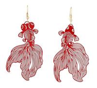 CLISPEED Boucles Oreilles Pendantes Poissons Dorés Longues pour Femmes été Design Exagéré et Élégant de à Toutes Tenues