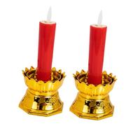 CLISPEED Bougies Électroniques LED Lotus 16 Cm Rouges Bougies De Bouddha sans Flamme Lumières De Lotus Décoratives pour Autel Et Intérieur Lot De 2 Fausses Portables