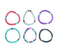 CLISPEED Bracelet Boho Argile Polymère Coloré pour Couple Bracelet Elastique Étanche et Résistant Décoloration Idée Cadeau pour Amoureux et Amitié