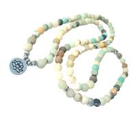 CLISPEED Bracelet Femme et Homme 108 Perles Naturelles 8 MM en Pierre Naturelle Lotus Élastique Multi-Usages Collier Chapelet Symbole Bouddhiste Accessoire Bijoux de Perles