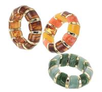 CLISPEED Bracelets Joncs Extensibles en Acrylique Épais Lot de 3 Bracelets Géométriques Vintage pour Femmes Bijoux Bohèmes Adaptés aux Événements Estivaux