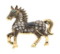 CLISPEED Broche Chinoise Ancienne Cheval Zodiaque Femme Insigne du Nouvel An Chinois avec Strass Bijou Décoratif Vintage pour Fête