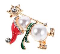 CLISPEED Broche de Noël Bonhomme de Neige en Émail Blanc avec Cristaux et Perles, Épingle Décorative Délicate pour Pulls et Vestes en Hiver, Accessoire Festif Élégant