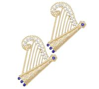 CLISPEED Broche Harpe en Alliage Doré avec Pierres Brillantes, Lot de 2 Pièces, Épingles Décoratives Sécurisées pour Robe de Cérémonie et Demoiselle D'honneur