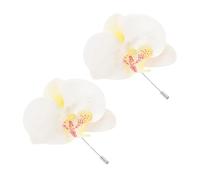 CLISPEED Broche Orchidée Élégante En Soie Blanche, Lot De 2, Épingle à Revers Masculine, Accessoire Cérémonie Graduation Et Bal, Finition Robuste Et Résistante à La Décoloration