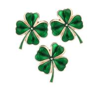 CLISPEED Broche Trèfle Irlandais En Alliage Émaillé Verte, Lot De 3 Pièces, Petite Taille Légère, Épingle Sécurisée Pour Femmes, Accessoire Mode Polyvalent Pour Tenue Professionnelle Et Festive