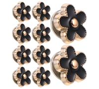 CLISPEED Broches Boutons en Alliage Noir 20pcs pour Blouses et Chemises, Forme Fleur Élégante, Protection Anti-ouverture Accidentelle, Adaptées à Tous Styles de Vêtements