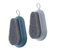CLISPEED Brosse à Mains et Nettoyeur D'ongles 2 Pièces Souple Bleu Foncé et Gris Multi-usages Ergonomique pour Nettoyage des Ongles Domestique et Salon de Manucure