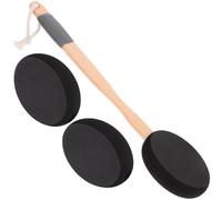 CLISPEED Brosse de Bain Corps en Eva avec Manche en Bois Foncé, Applicateur Dorsal pour Lotion et Tête de Brosse Remplaçable, Exfoliation
