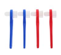 CLISPEED Brosse pour Prothèses Dentaires Double Tête 4 Pièces Bleue et Rouge Poils Souples Mini Portable Entretien Voyage Nettoyage Spécifique Adultes