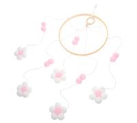 CLISPEED Carillon à Vent Nordique pour Berceau Décoration Suspendue Boule de Fourrure Rose Clair Mobile Apaisant pour Chambre Garçon Fille et Boutique Garçon Fille