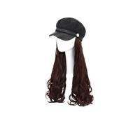 CLISPEED Casquette Perruque Femme Longue Bouclée avec Fibres Synthétiques Résistantes à Haute Température Style Chapeau Marin Léger Marron Accessoire Coiffure Mode pour Fêtes Cosplay