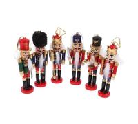 CLISPEED Casse-Noisettes à Suspendre pour Sapin Décoration de Noël Classique Lot de 6 en Bois 12cm, Style Adorable Apportant Une Touche Naturelle et Festive