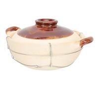 CLISPEED Casserole Maison en Argile Double Poignées 0,5l, Dissipation Lente Chaleur et Ventilation, pour Cuisson de Ragoûts et Plats Traditionnels