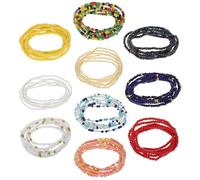 CLISPEED Chaîne de Ventre en Perles de Riz Multicolores, Lot de 10 Chaînes de Taille Estivales, Accessoire Plage Stylé pour Bikini et Vêtements, Ornement Corps Féminin Couleur Aléatoire