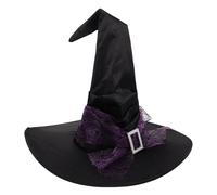 CLISPEED Chapeau de Sorcière Violet Froncé Toile d'Araignée en Tulle Étoiles et Lunes Accessoire de Cosplay Femme pour Halloween Chapeau de Festival Léger et Réutilisable Costume de