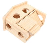 CLISPEED Chinchilla Maison Bois Double Château pour Hamster et Petits Rongeurs Abri Confortable et Accessoire pour Cage et Étagère Cadeau pour Animaux Small Pet Hut