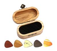 CLISPEED Coffret 5 Médiators pour Guitare Acoustique Et Électrique en Bois De Noyer Étui De Rangement Sécurisé Et Porte-médiators, Accessoires pour Guitaristes Polyvalents