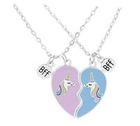CLISPEED Collier à Coudre en Alliage Cœur Puzzle 2 Pièces pour Fille Ensemble Bijou Licorne Accessoire de Clavicule pour Amitié et Présent Élève