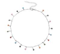 CLISPEED Collier Bohème Coloré Bijoux De Cou En Sphérite Argenté Pièce Unique Party Présent Femme Mode Élégant