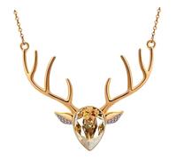 CLISPEED Collier Pendentif Cerf en Cristal pour Femme Chaîne de Pull Dorée Accessoire Élégant pour Photo de Rue Présent Anniversaire et Fête des Mères Bijoux Féminins