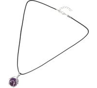 CLISPEED Collier Pendentif en Pierre Naturelle Améthyste Pourpre Corde Pu Robuste, Bijou Décoratif pour Fêtes et Vacances, Apporte Force et Élégance