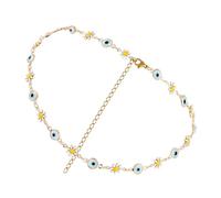 CLISPEED Collier Ras Du Cou Femme Fleur Marguerite Design Œil Maléfique Chaîne Clavicule Élégante Accessoire Chic pour Filles et Femmes