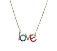 CLISPEED Coloré Collier Lettres D'amour à Caractères Anglais Pendentif | Alliage et Cristaux Étincelants, Style Unique et Élégant, Présent pour Amoureux