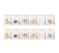 CLISPEED Compacts et Pratiques en Papier Thème Animaux Forêt 12 Paquet Présents 12pcs avec 2 Feuilles D'autocollants Décoratifs pour Fête pour Anniversaire