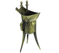 CLISPEED Coupe à Vin Ancienne Chinoise Vintage en Alliage Bronze Vert Patiné, Grand Modèle 13,5 Cm, Tasse Rétro Décorative Stable pour Table à Thé et Cérémonie Traditionnelle