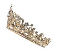 CLISPEED Couronne de Mariée Strass Légère et Confortable Serre-tête Tête de Reine Diadème Princesse Or Accessoire Coiffure Stable pour Mariage et Fête